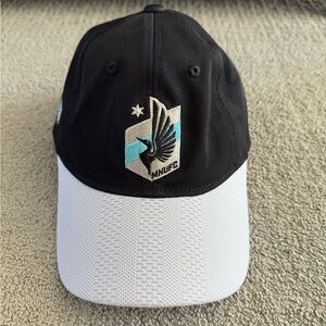Adidas Minnesota United FC MLS Strapback Hat - Black White Adjustable Soccer Cap